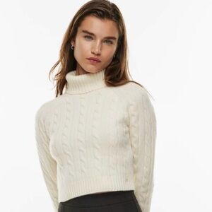 Sunday Best Ivory Cable Knit Turtleneck Jones Sweater